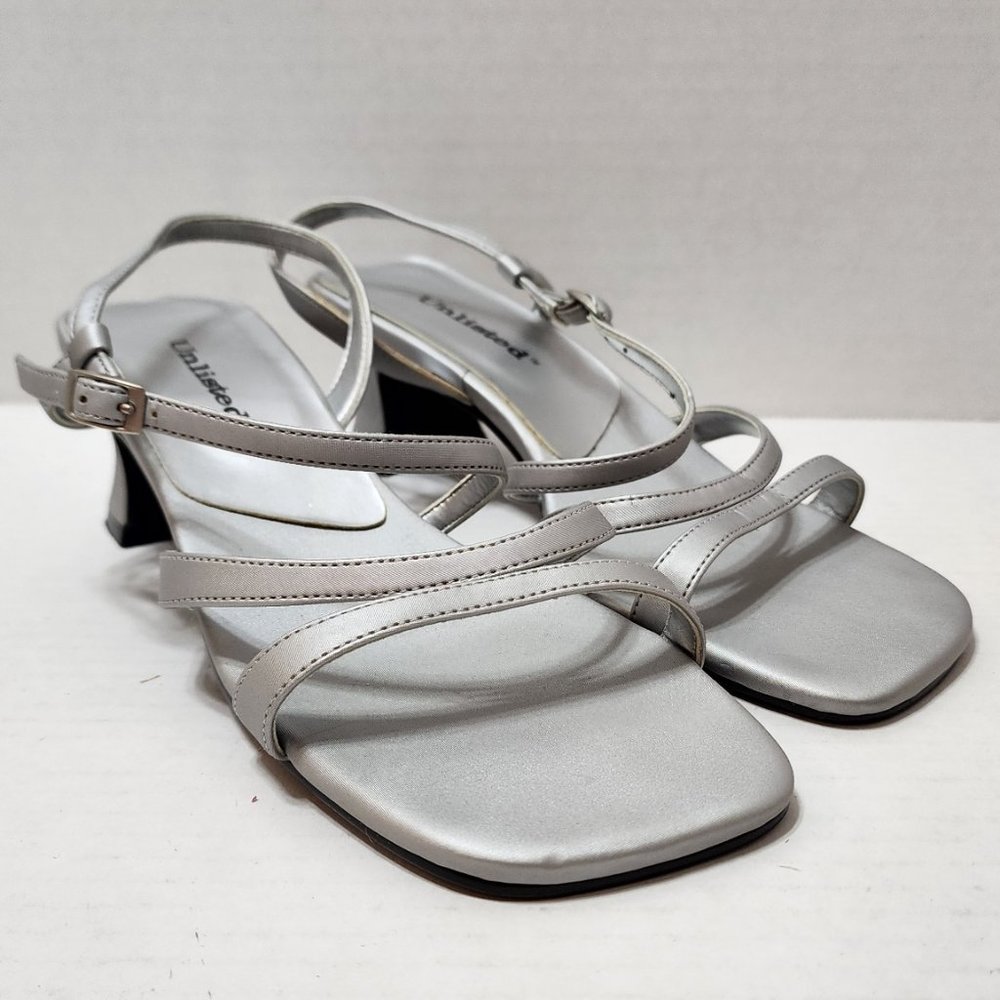 Unlisted Silver Strappy Slingback Pumps - Size 7